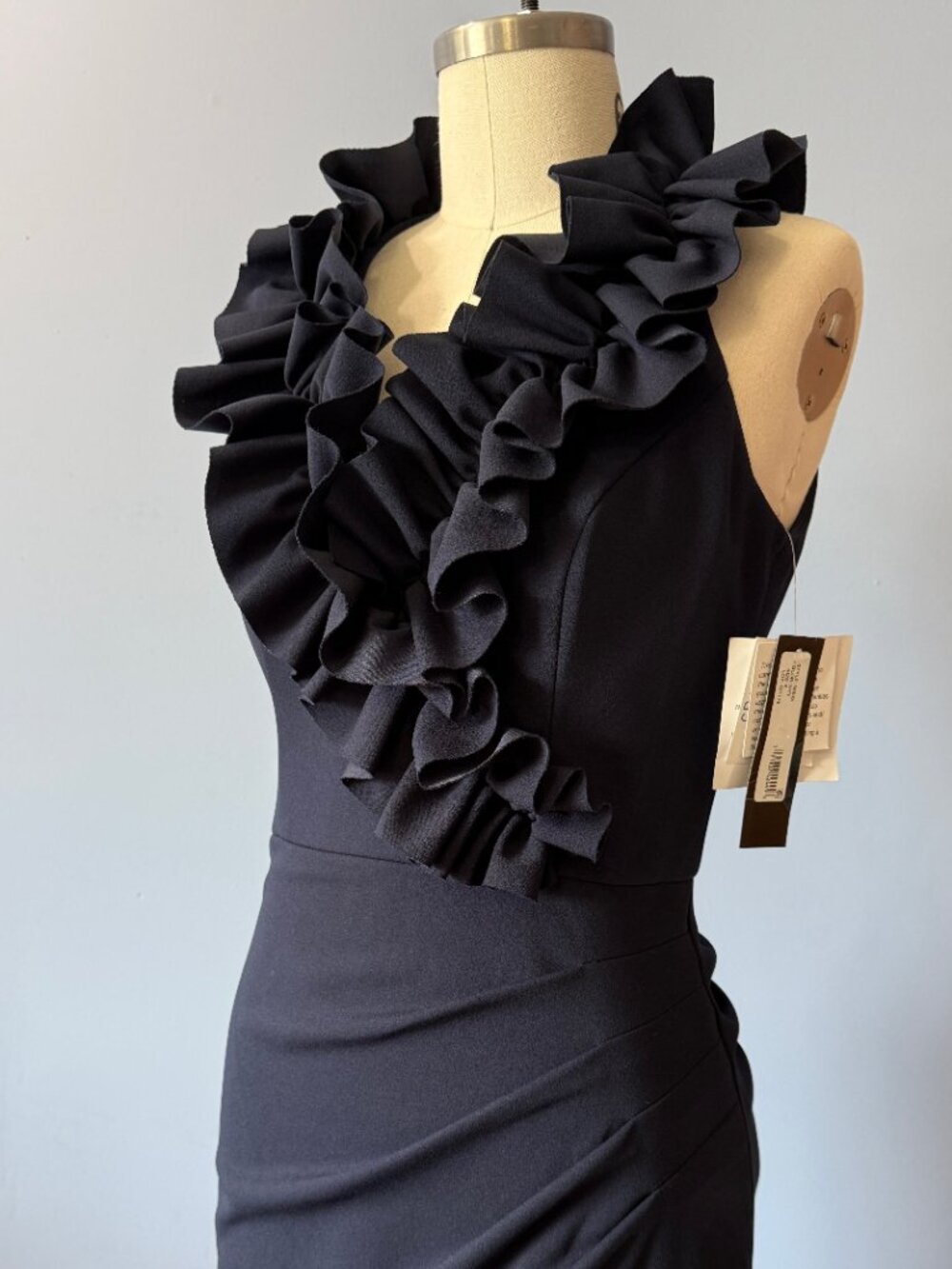 XSCAPE Navy Blue V-Neck Formal